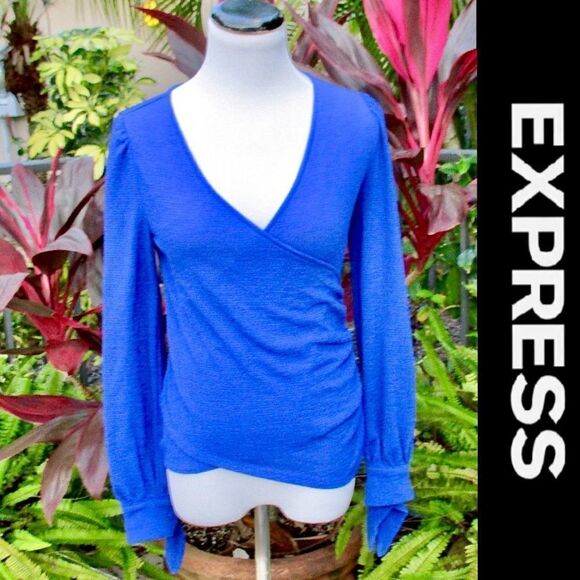 Express Tops - Express Surplice Long Sleeve Blouse